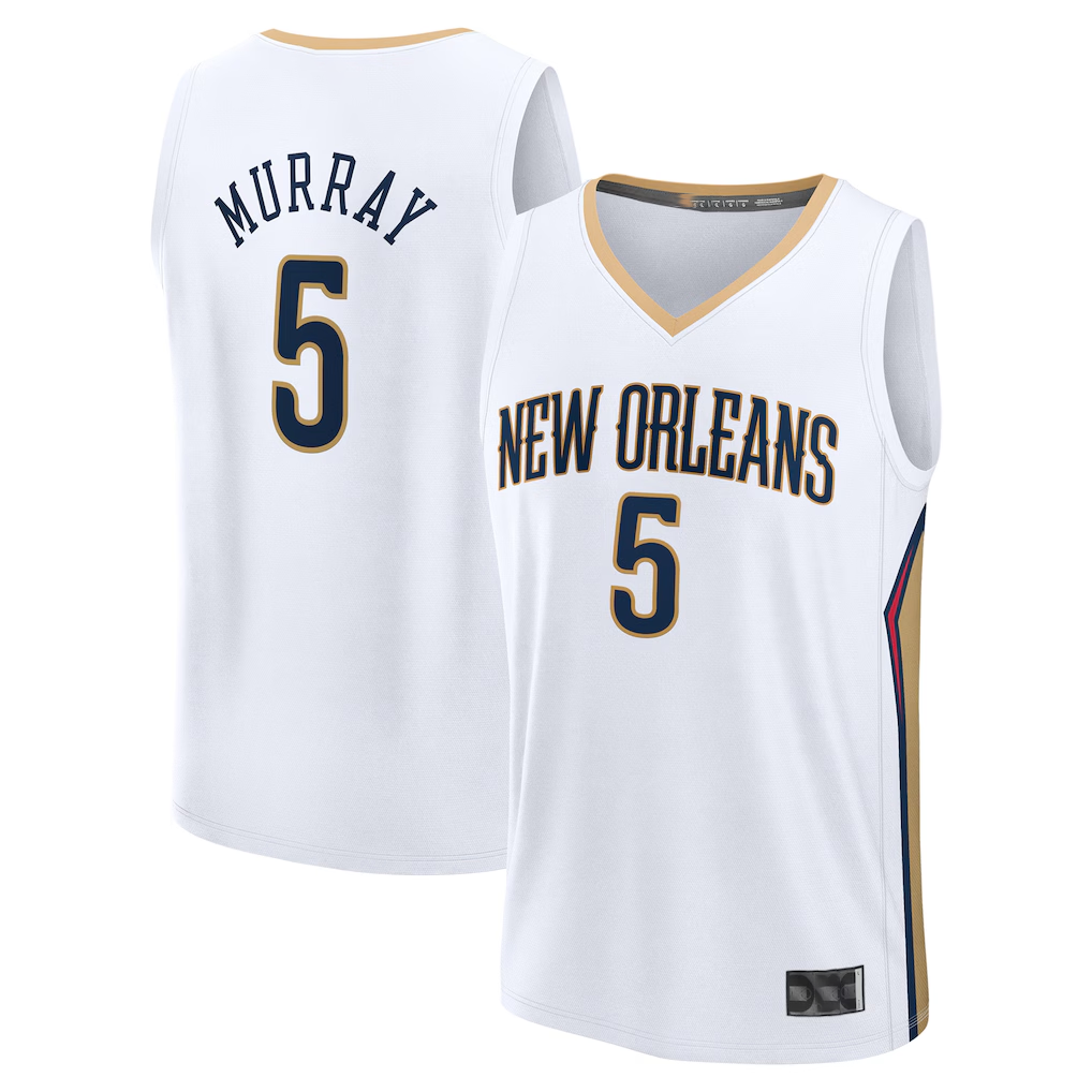 Trusc NO.Pelicans #5 Dejounte Murray White Fast Break Replica Player Stitched Jerseys- Association Edition