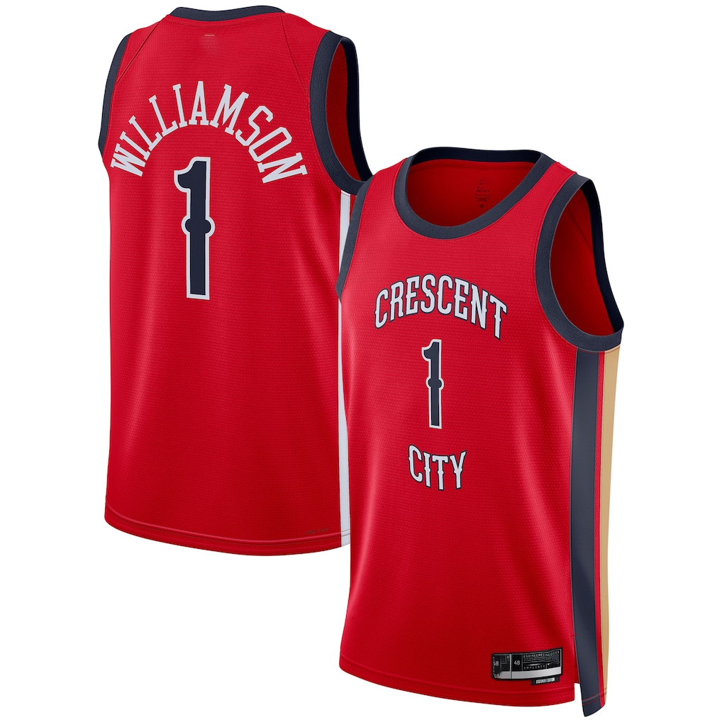 Trusc NO.Pelicans #1 Zion Williamson Red Swingman Stitched Jerseys- Statement Edition