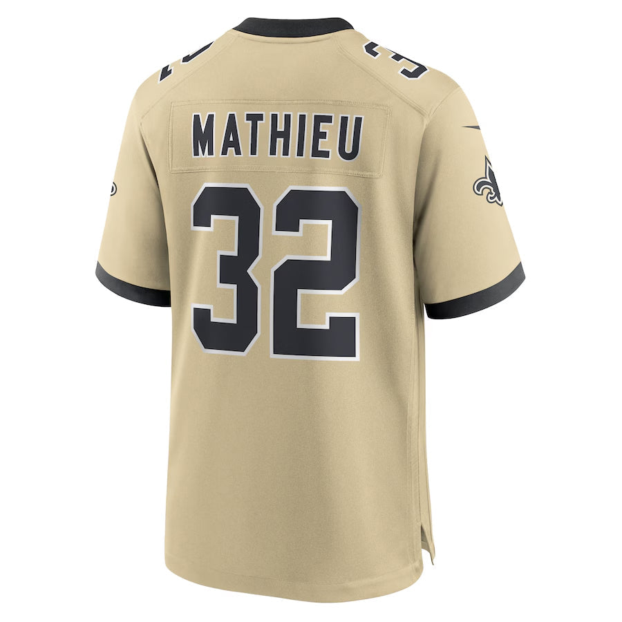 Trusc NO.Saints #32 Tyrann Mathieu Player Gold Alternate Game Stitched Jerseys