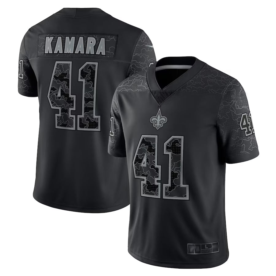 Trusc NO.Saints #41 Alvin Kamara Player Black RFLCTV Limited Stitched Jerseys