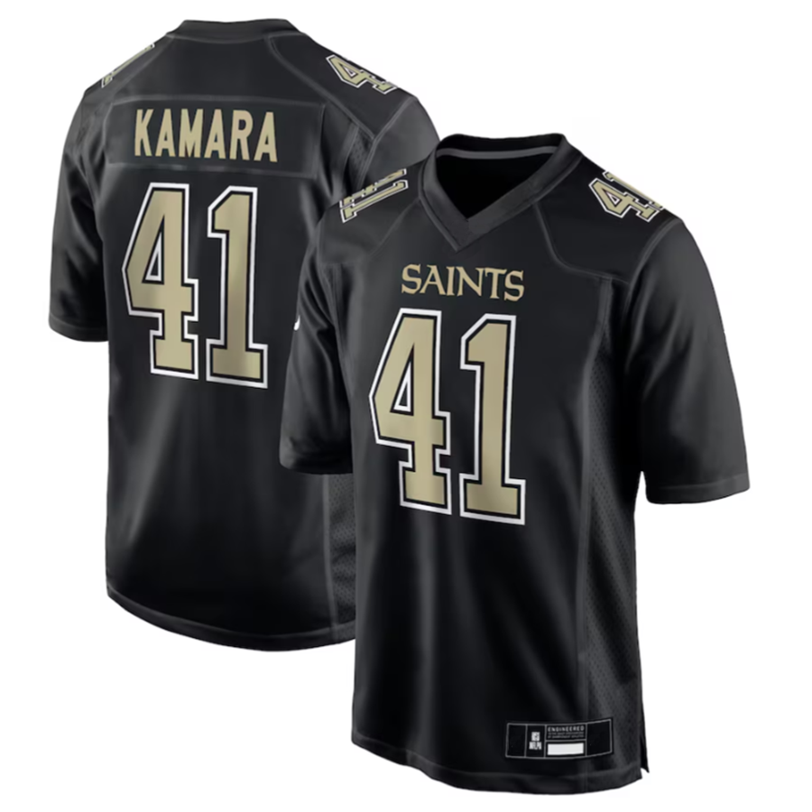 Trusc NO.Saints #41 Alvin Kamara Player Carbon Black Fashion Game Stitched Jerseys