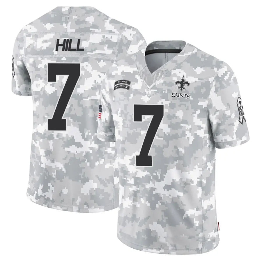 Trusc NO.Saints #7 Taysom Hill Player Arctic Camo Salute to Service Limited Stitched Jerseys