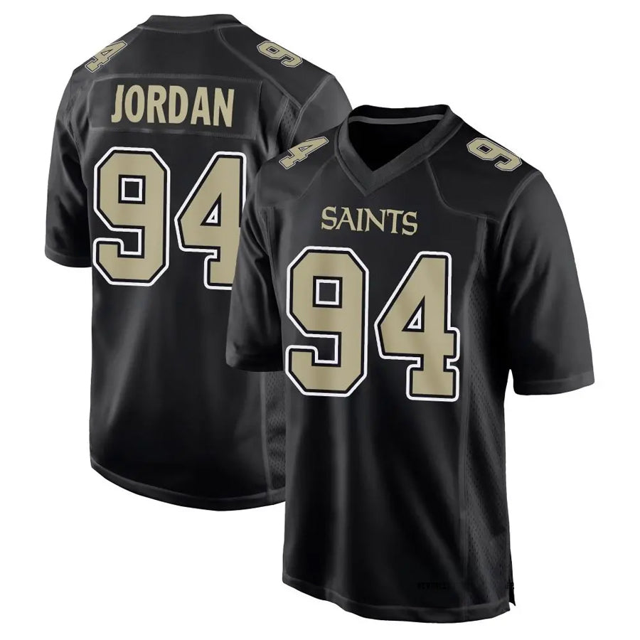 Trusc NO.Saints #94 Cameron Jordan Player Carbon Black Fashion Game Stitched Jerseys