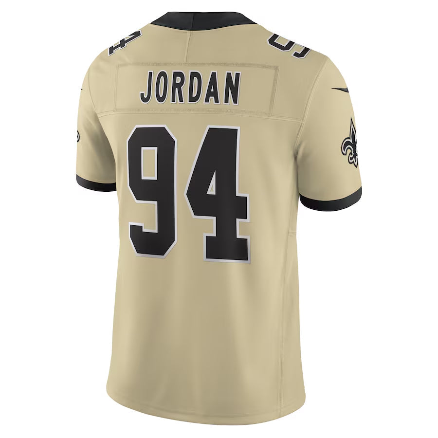 Trusc NO.Saints #94 Cameron Jordan Player Gold Alternate Vapor F.U.S.E. Limited Stitched Jerseys