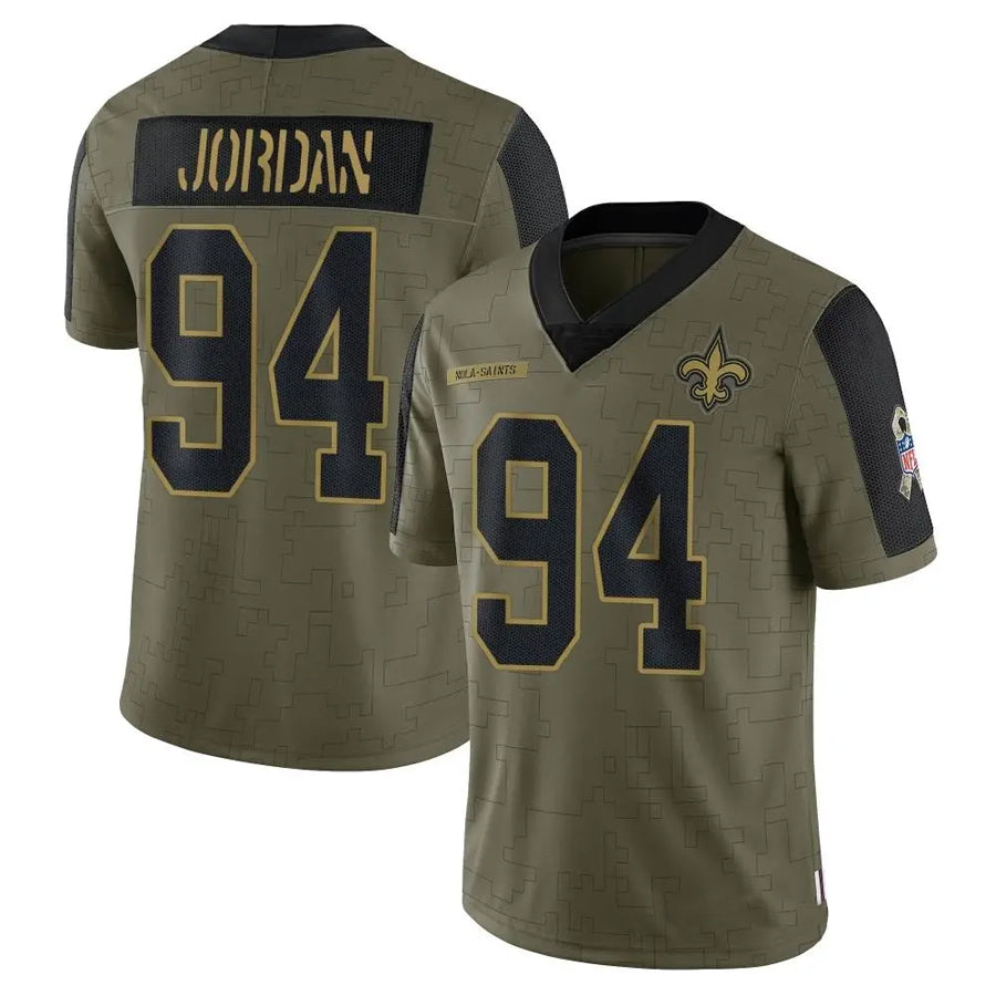 Trusc NO.Saints #94 Cameron Jordan Player Salute To Service Olive Stitched Jerseys