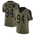 Trusc NO.Saints #94 Cameron Jordan Player Salute To Service Olive Stitched Jerseys