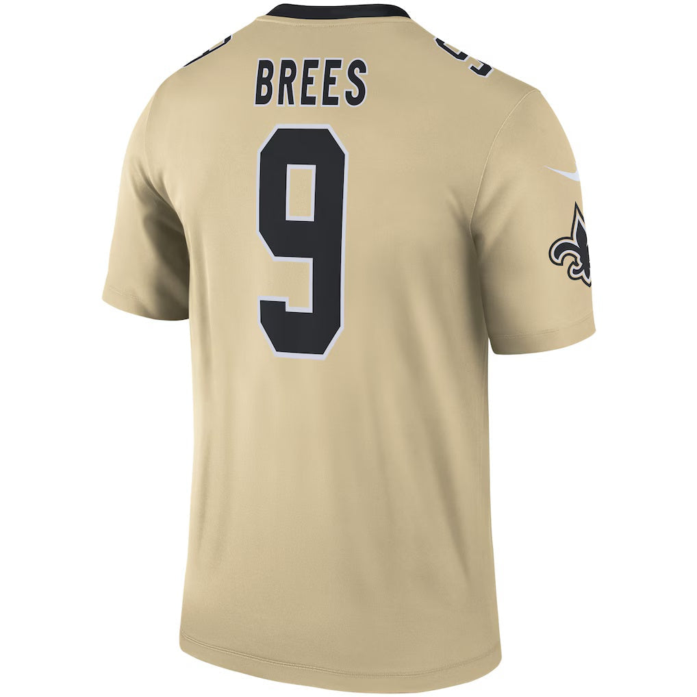 Trusc NO.Saints #9 Drew Brees Gold Inverted Legend Stitched Jerseys