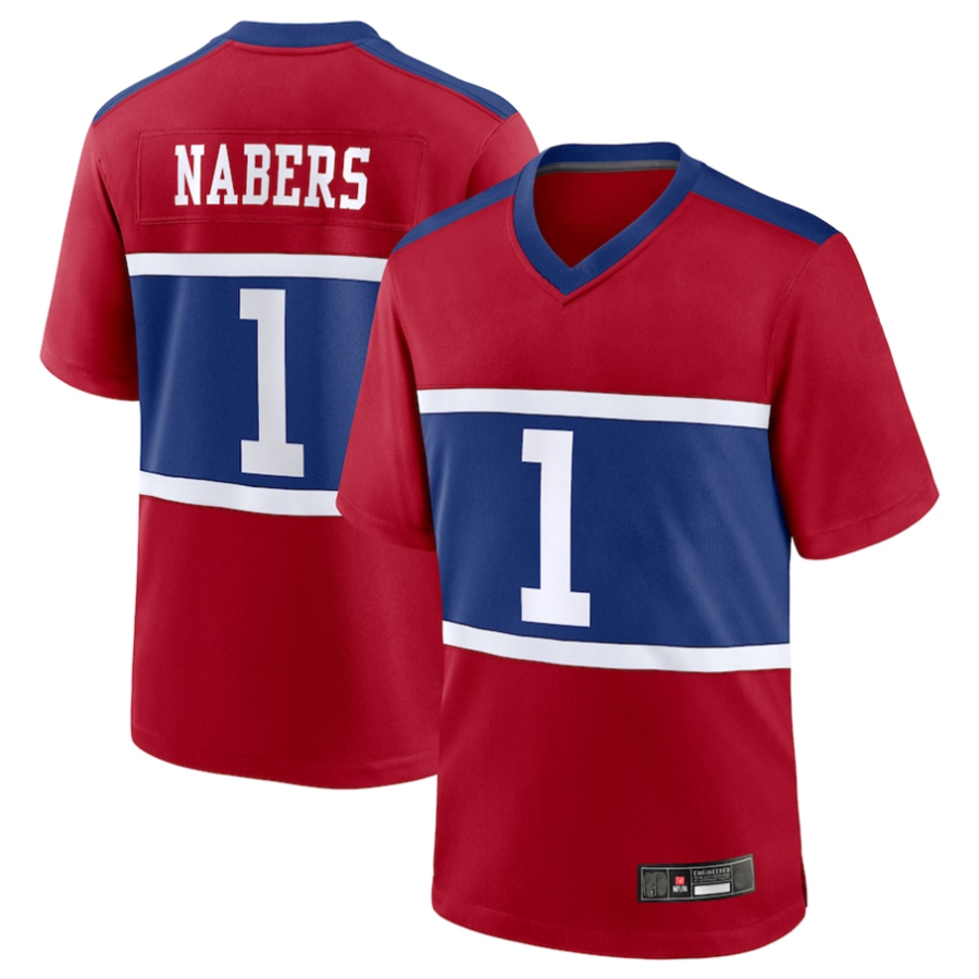 Trusc NY.Giants Century #1 Malik Nabers Player Red Alternate Game Stitched Jerseys