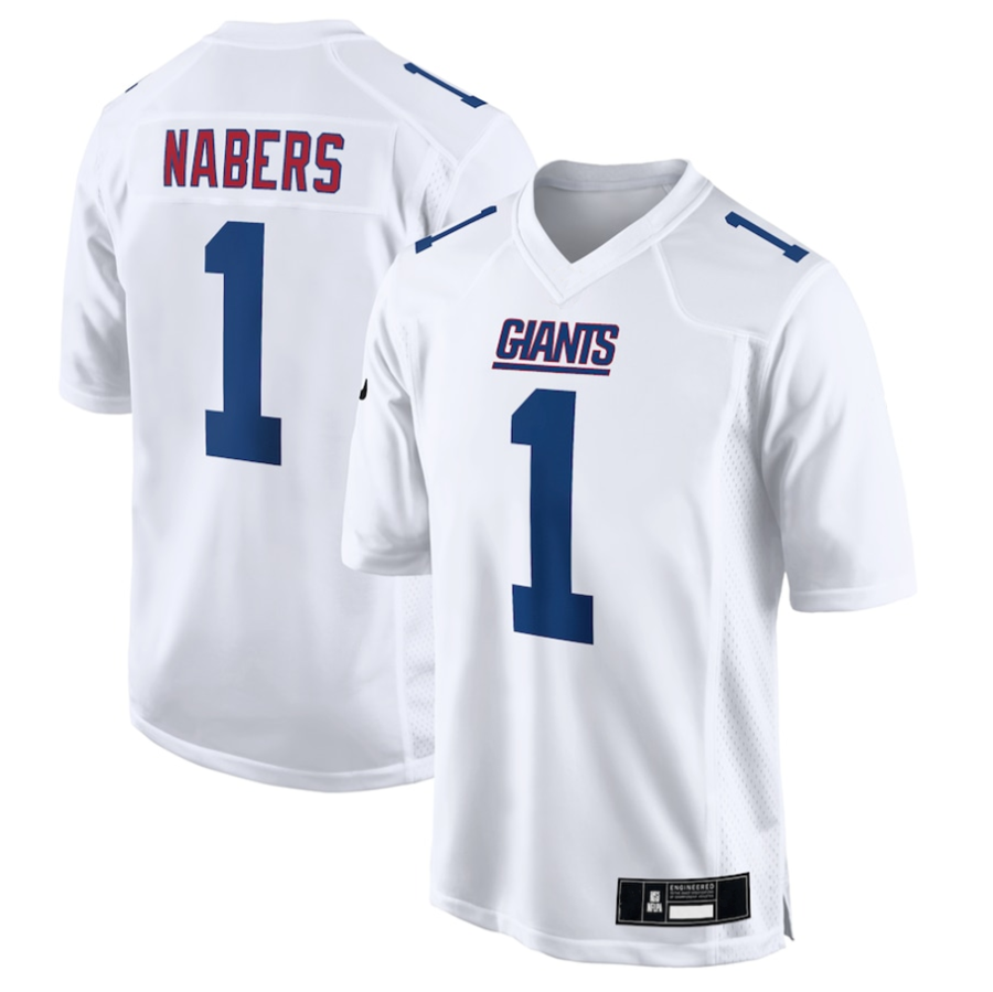 Trusc NY. Giants Tundra #1 Malik Nabers Player White Fashion Stitched Jerseys