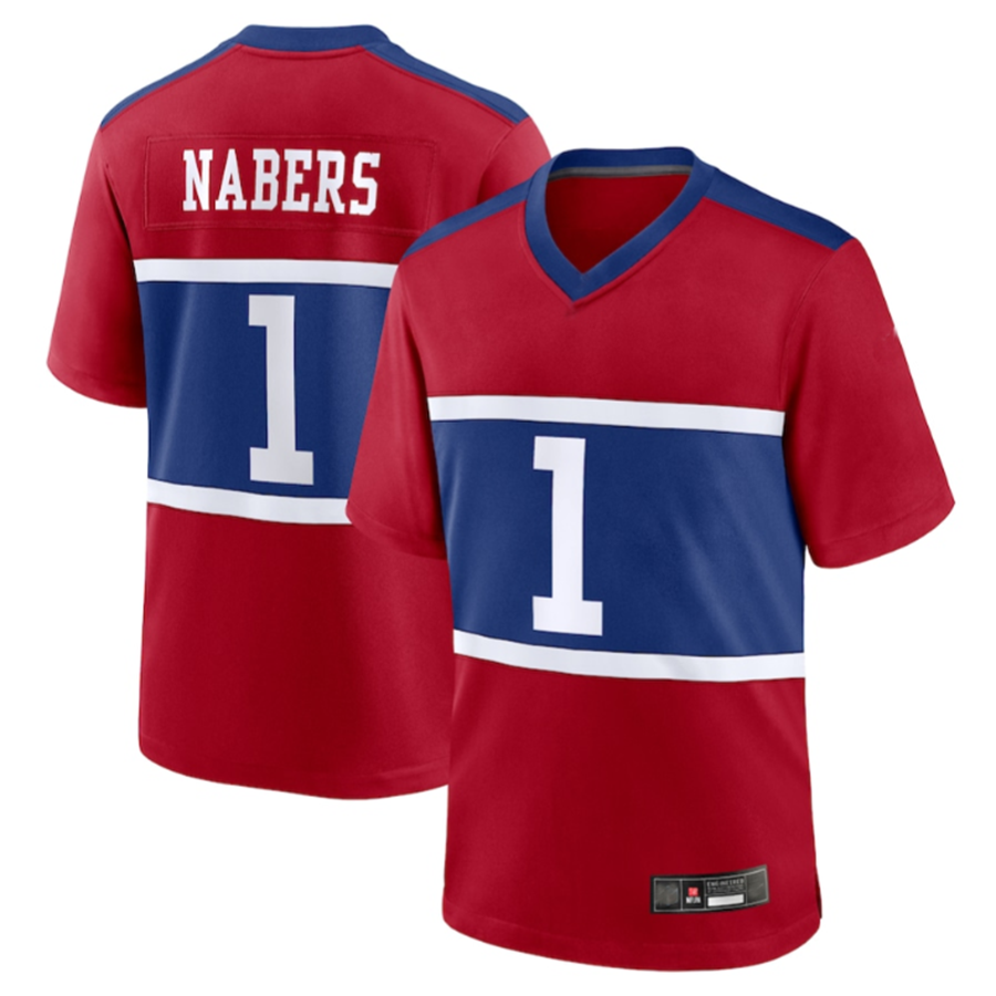 Trusc NY.Giants #1 Malik Nabers Century Red Alternate Game Stitched Jerseys