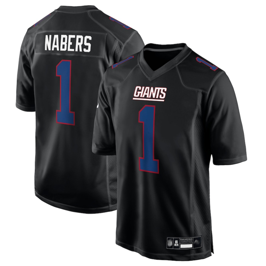 Trusc NY.Giants #1 Malik Nabers Player Carbon Black Fashion Stitched Jerseys