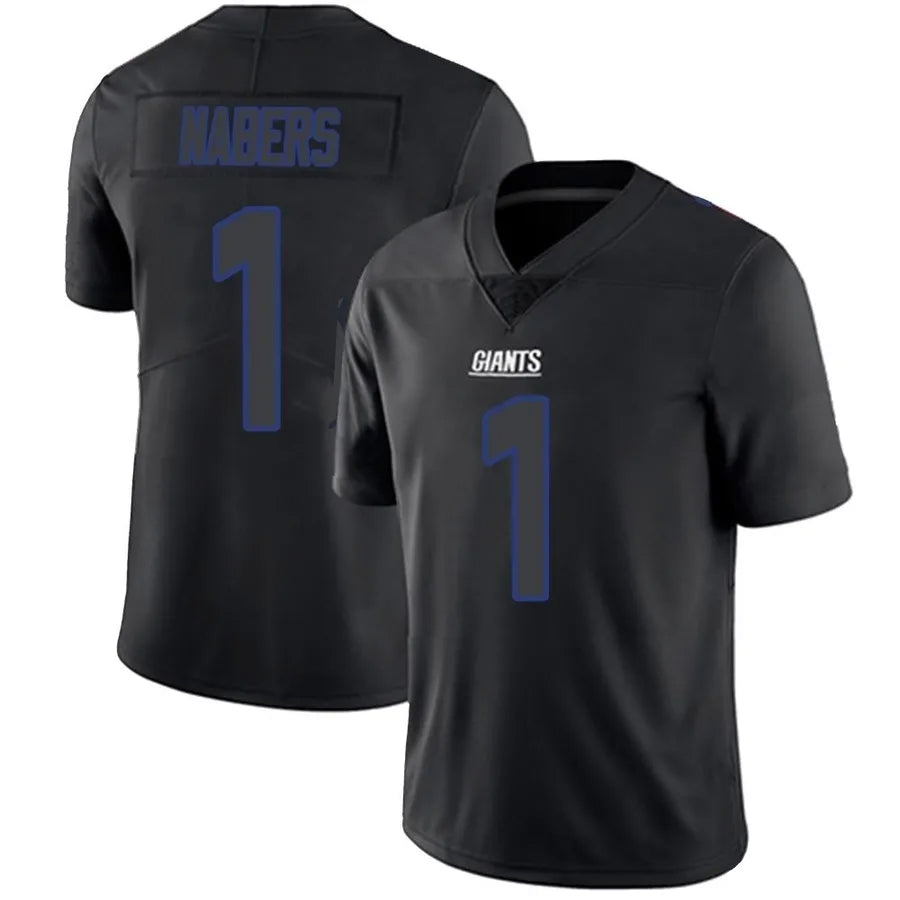 Trusc NY.Giants #1 Malik Nabers Player Limited Black Impact Stitched Jerseys