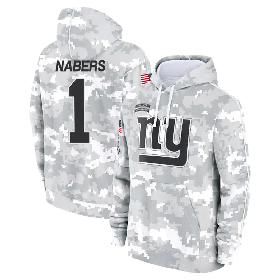 Trusc NY.Giants #1 Malik Nabers Player Salute to Service Hoodies Stitched Jerseys