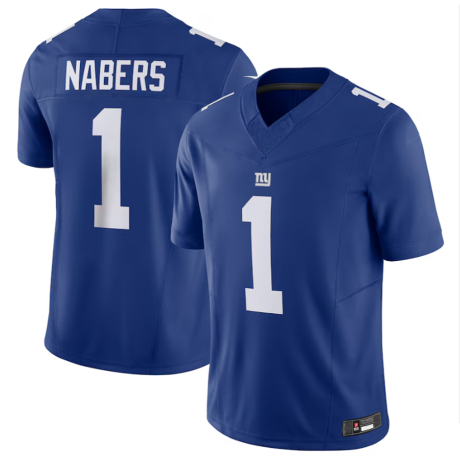 Trusc NY.Giants #1 Malik Nabers Royal Vapor F.U.S.E. Limited American Stitched Stitched Jersey