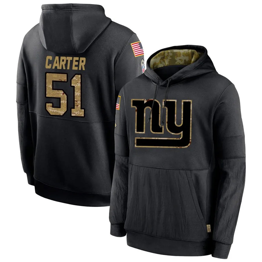 Trusc NY.Giants #51 Abdul Carter Player Black Salute to Service Hoodies Stitched Jerseys