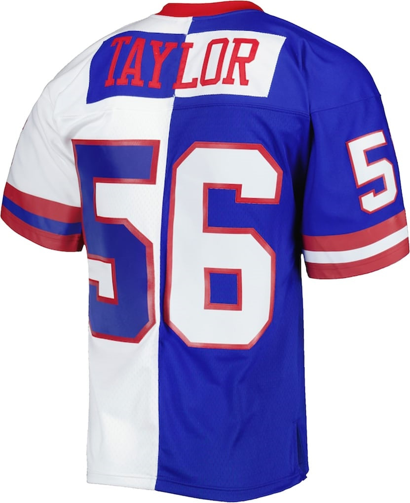 Trusc NY.Giants #56 Lawrence Taylor Mitchell & Ness Royal-White Split Legacy Replica Stitched Jerseys