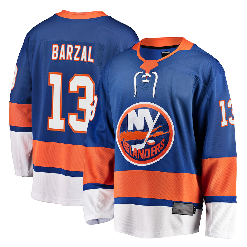 Trusc NY.Islanders #13 Mathew Barzal Royal Breakaway Jerseys