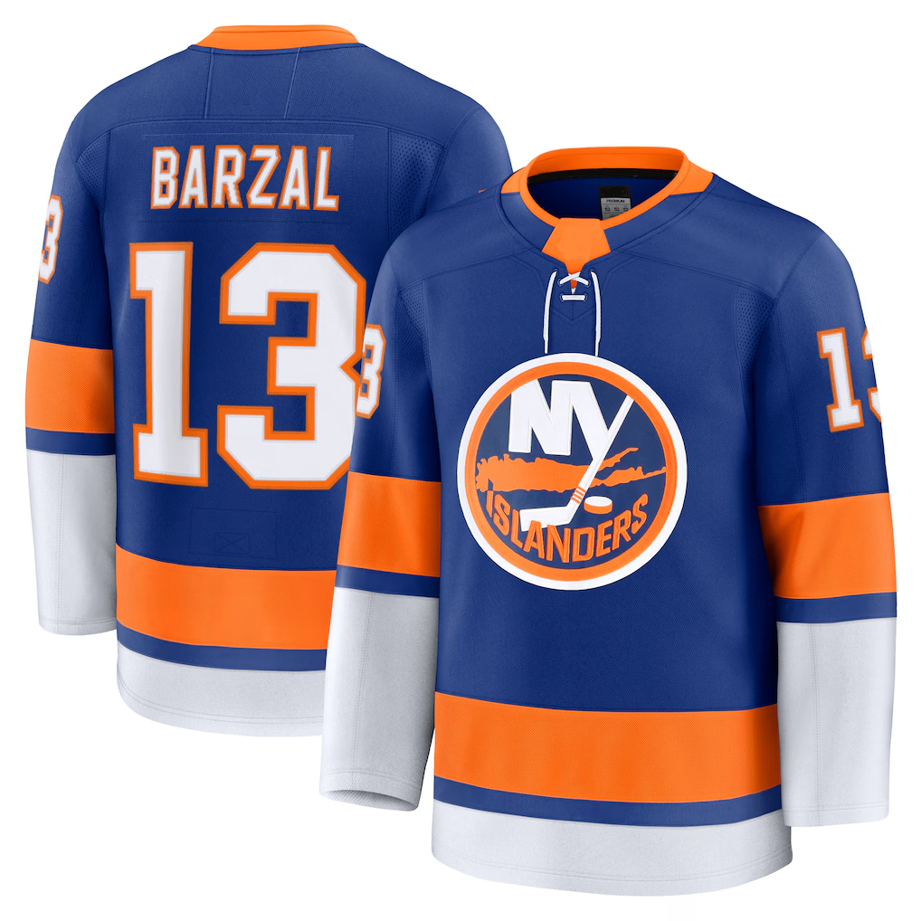 Trusc NY.Islanders #13 Mathew Barzal Royal Home Premium Jerseys