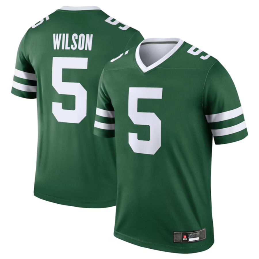 Trusc NY.Jets #5 Garrett Wilson Legacy Green Legend Jersey Stitched American Stitched Jersey
