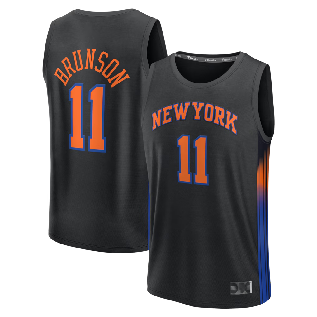 Trusc NY.Knicks #11 Jalen Brunson  Black Fast Break Jerseys - Statement Edition