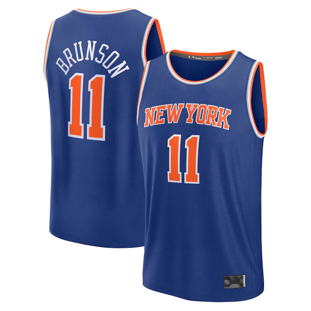 Trusc NY.Knicks #11 Jalen Brunson  Blue Fast Break Replica Player Jerseys - Icon Edition