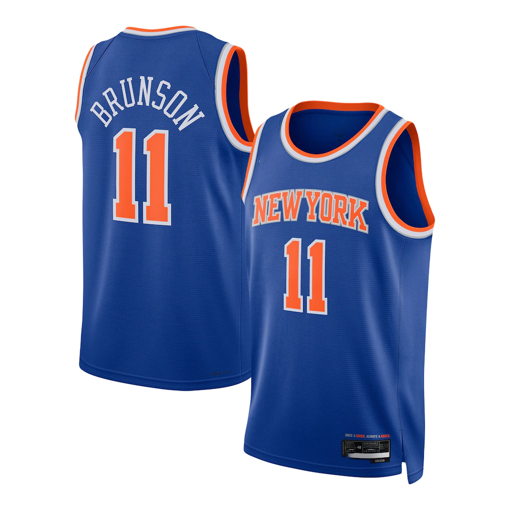 Trusc NY.Knicks #11 Jalen Brunson Blue Swingman Jerseys - Icon Edition