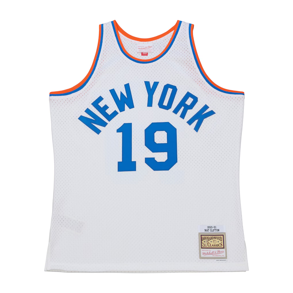 Trusc NY.Knicks #19 Nathaniel Clifton Mitchell & Ness White 1950-51 Pioneers Swingman Jerseys