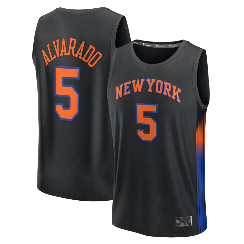 Trusc NY.Knicks #5 Jose Alvarado  Black Fast Break Replica Jerseys - Statement Edition