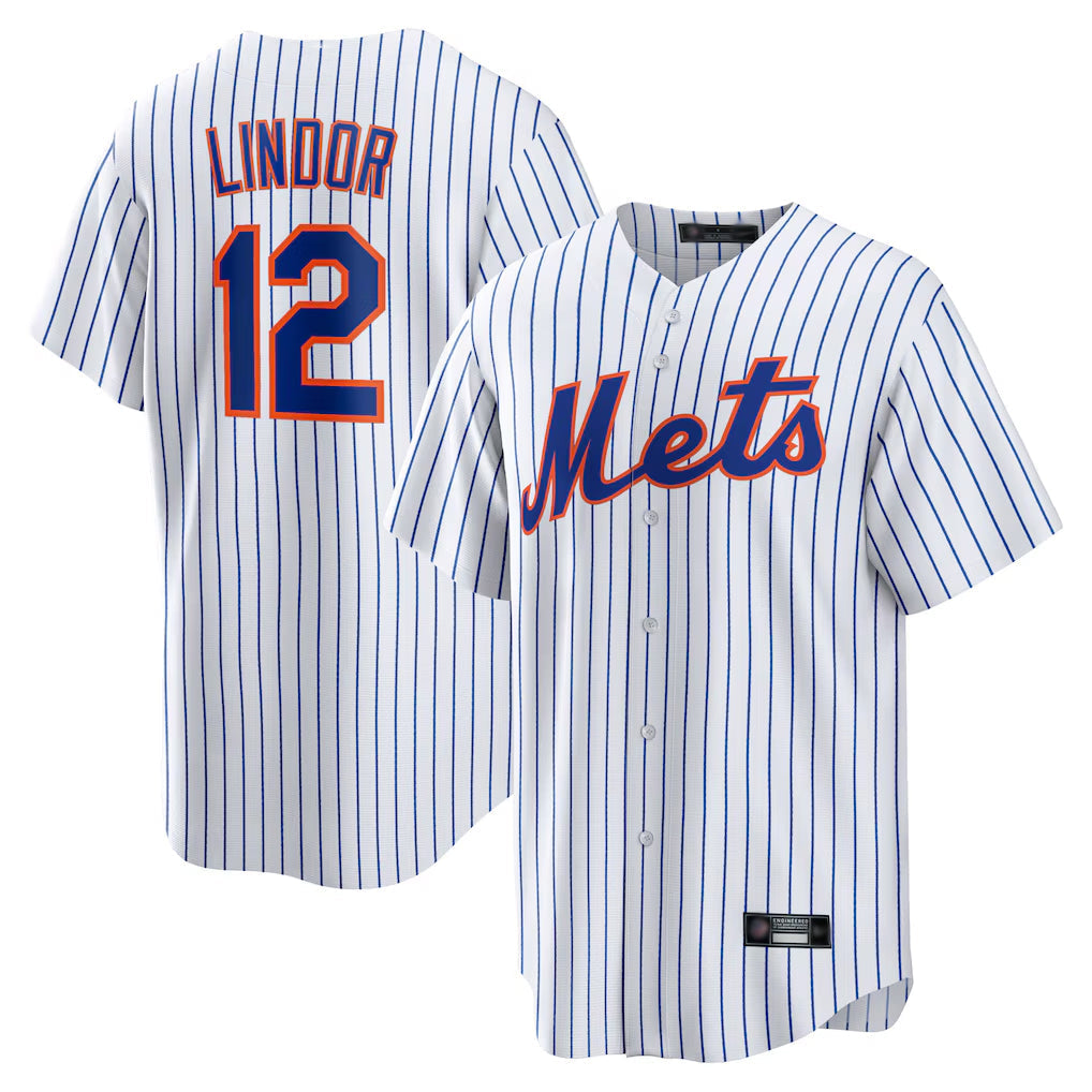 Trusc NY.Mets #12 Francisco Lindor Player White Home Game Stitched Jerseys