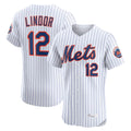 Trusc NY.Mets #12 Francisco Lindor Player White Home Limited Elite Stitched Jerseys