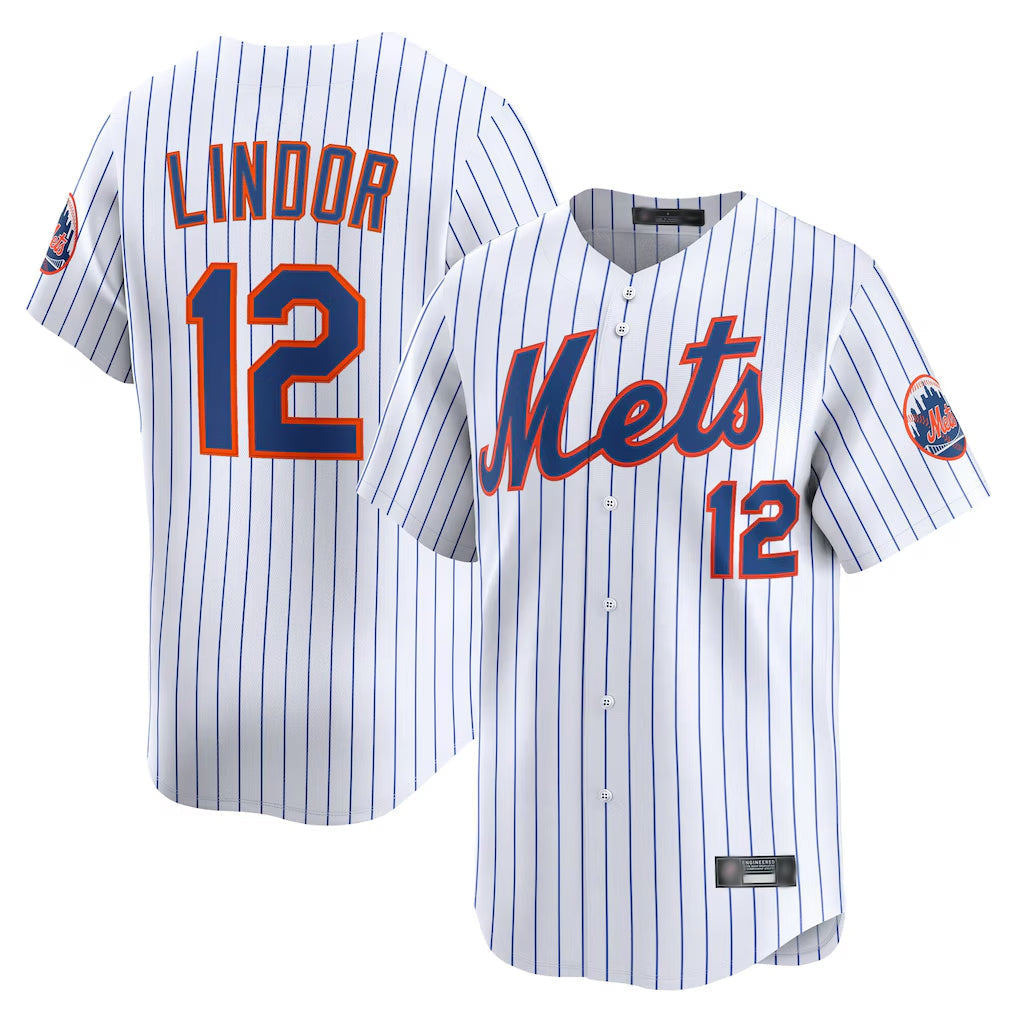 Trusc NY.Mets #12 Francisco Lindor Player White Home Limited Stitched Jerseys