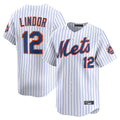Trusc NY.Mets #12 Francisco Lindor Player White Home Limited Stitched Jerseys