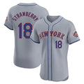 Trusc NY.Mets #18 Darryl Strawberry Player Gray Road Limited Elite Home Stitched Jerseys