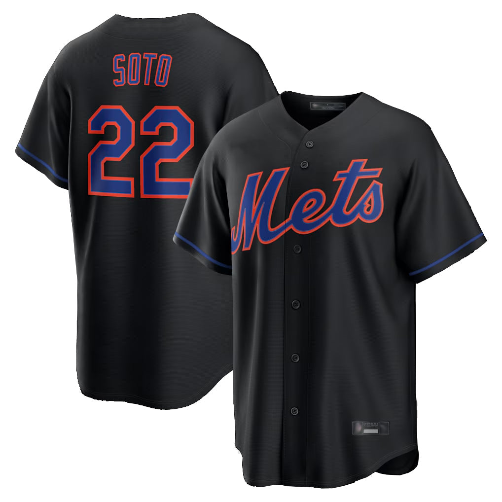 Trusc NY.Mets #22 Juan Soto Player Black Alternate Home Game Stitched Jerseys