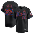 Trusc NY.Mets #22 Juan Soto Player Black Alternate Home Limited Stitched Jerseys