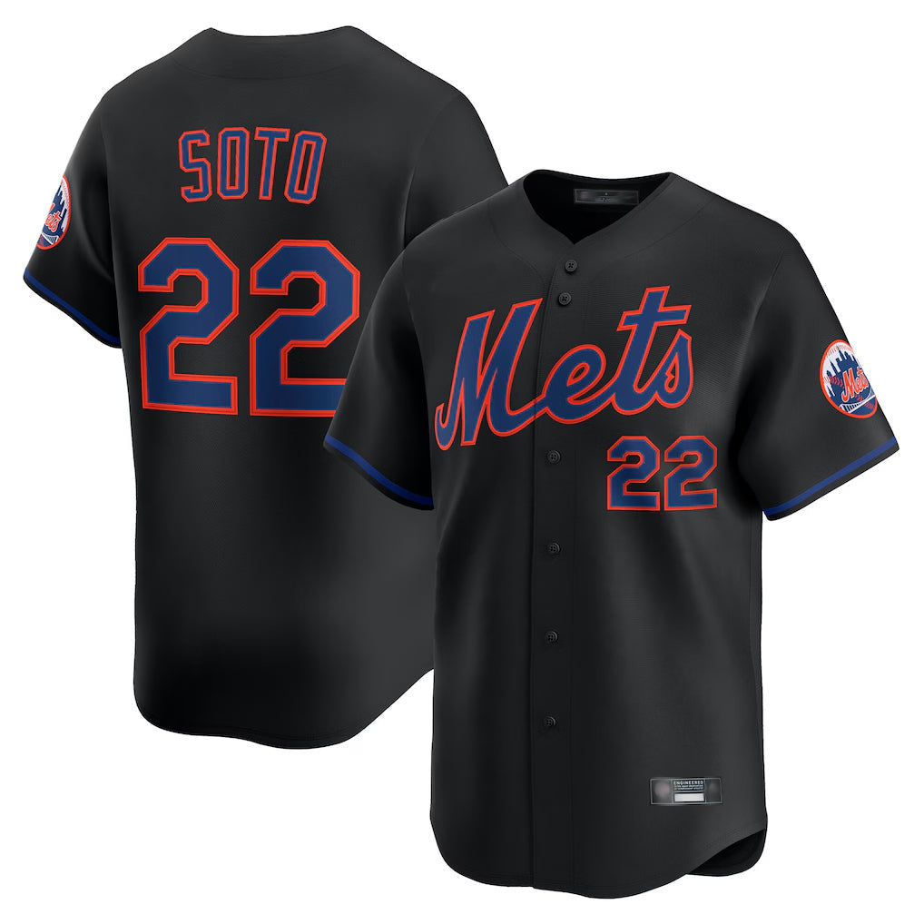 Trusc NY.Mets #22 Juan Soto Player Black Alternate Home Limited Stitched Jerseys