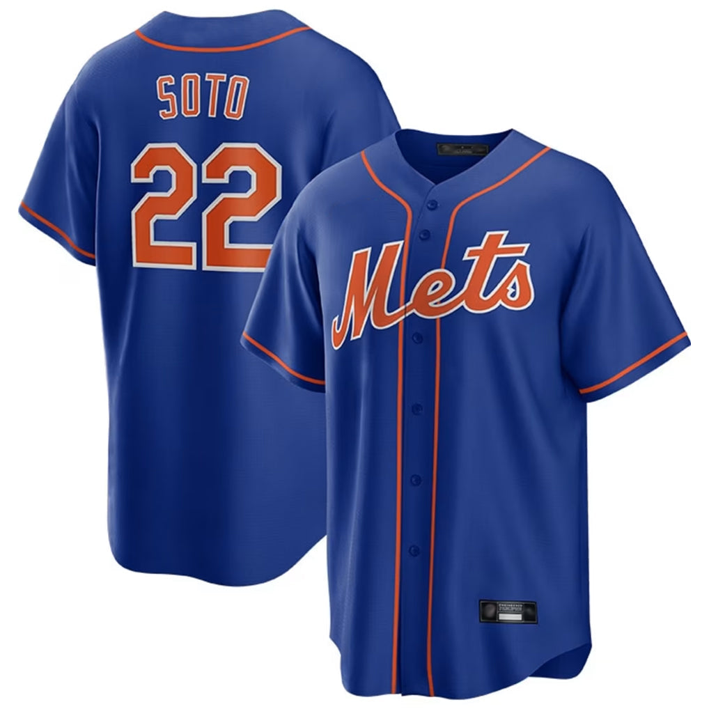 Trusc NY.Mets #22 Juan Soto Player Royal Home Game Stitched Jerseys