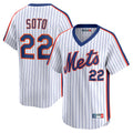Trusc NY.Mets #22 Juan Soto Player White Cooperstown Collection T-shirt Game Stitched Jerseys