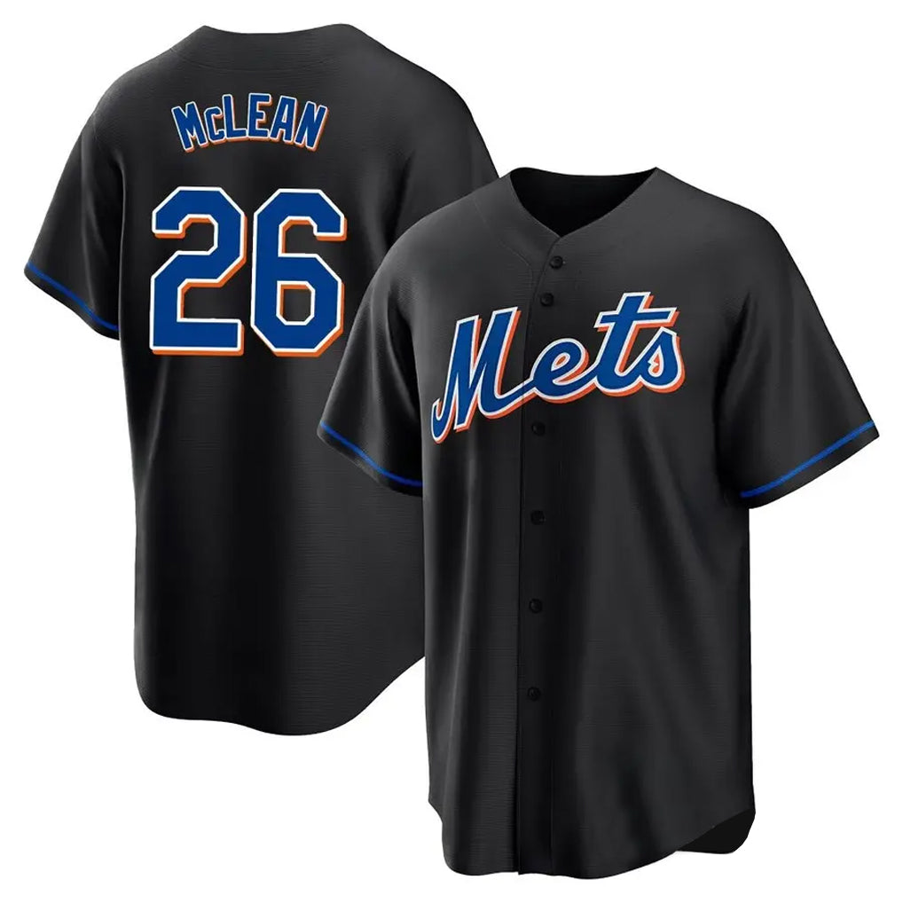 Trusc NY.Mets #26 Nolan McLean Player Black Replica Home Game Stitched Jerseys