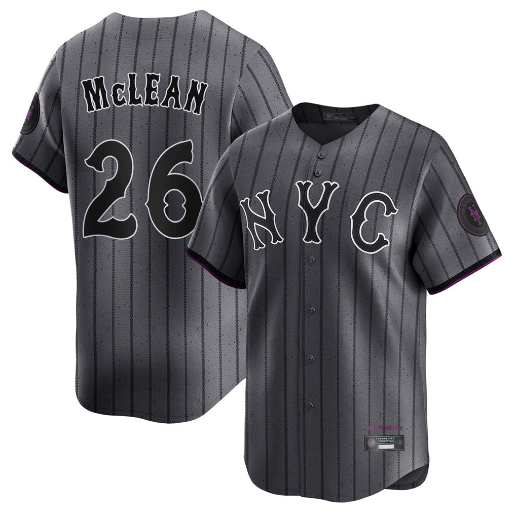 Trusc NY.Mets #26 Nolan McLean Player Gray City Connect Limited Stitched Jerseys