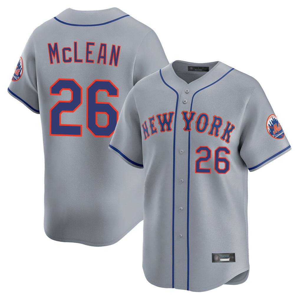 Trusc NY.Mets #26 Nolan McLean Player Gray Road Limited Home Stitched Jerseys