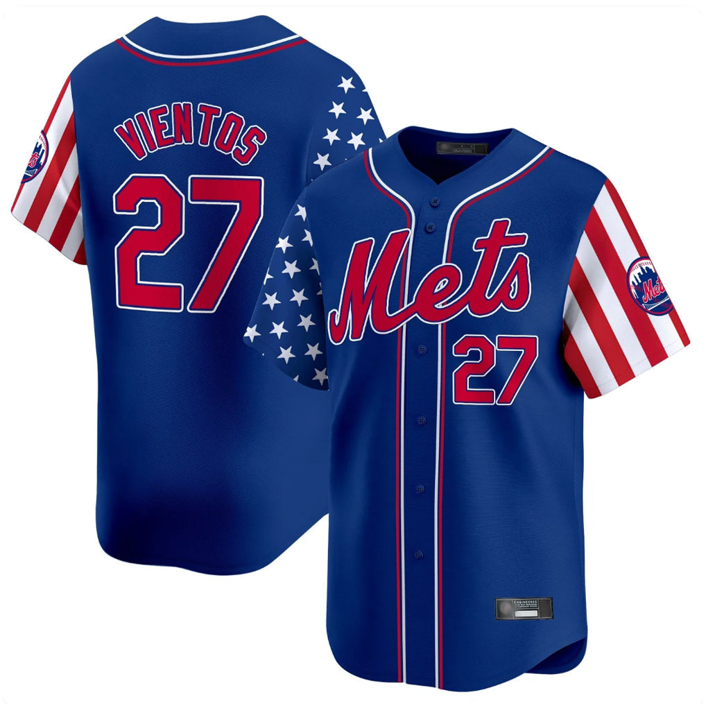 Trusc NY.Mets #27 Mark Vientos Player Royal 2025 Independence Day Vapor Premier Limited  Stitched Jerseys