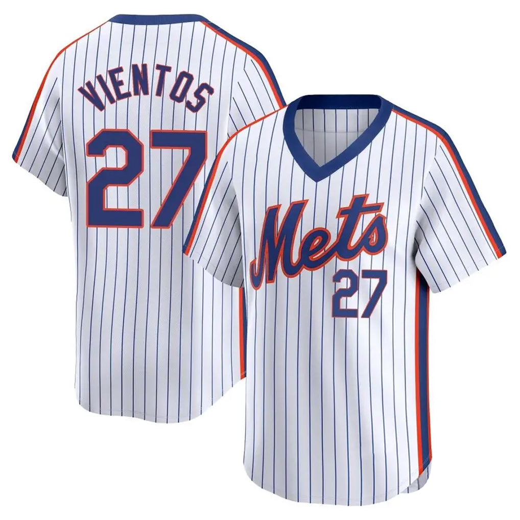Trusc NY.Mets #27 Mark Vientos Player White Cooperstown Collection T-shirt Game Stitched Jerseys