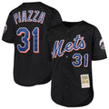 Trusc NY.Mets #31 Mike Piazza Player Black Mitchell & Ness Cooperstown Collection Home Limited Stitched Jerseys