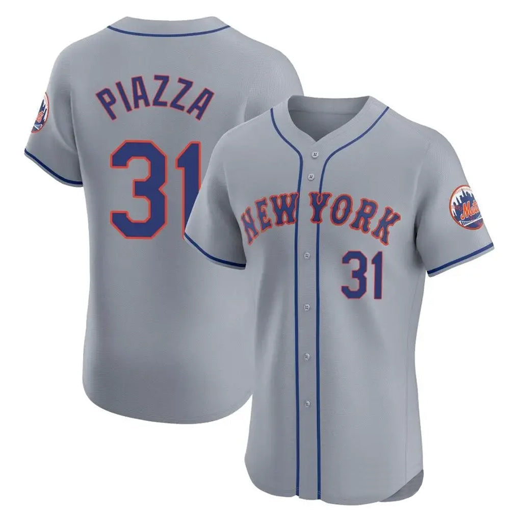 Trusc NY.Mets #31 Mike Piazza Player Gray Road Limited Elite Home Stitched Jerseys
