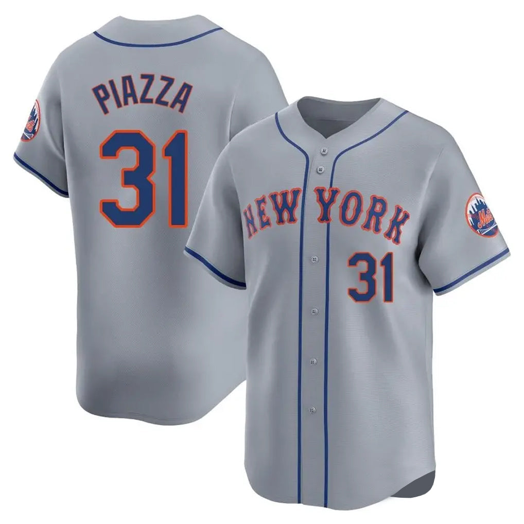 Trusc NY.Mets #31 Mike Piazza Player Gray Road Limited Home Stitched Jerseys