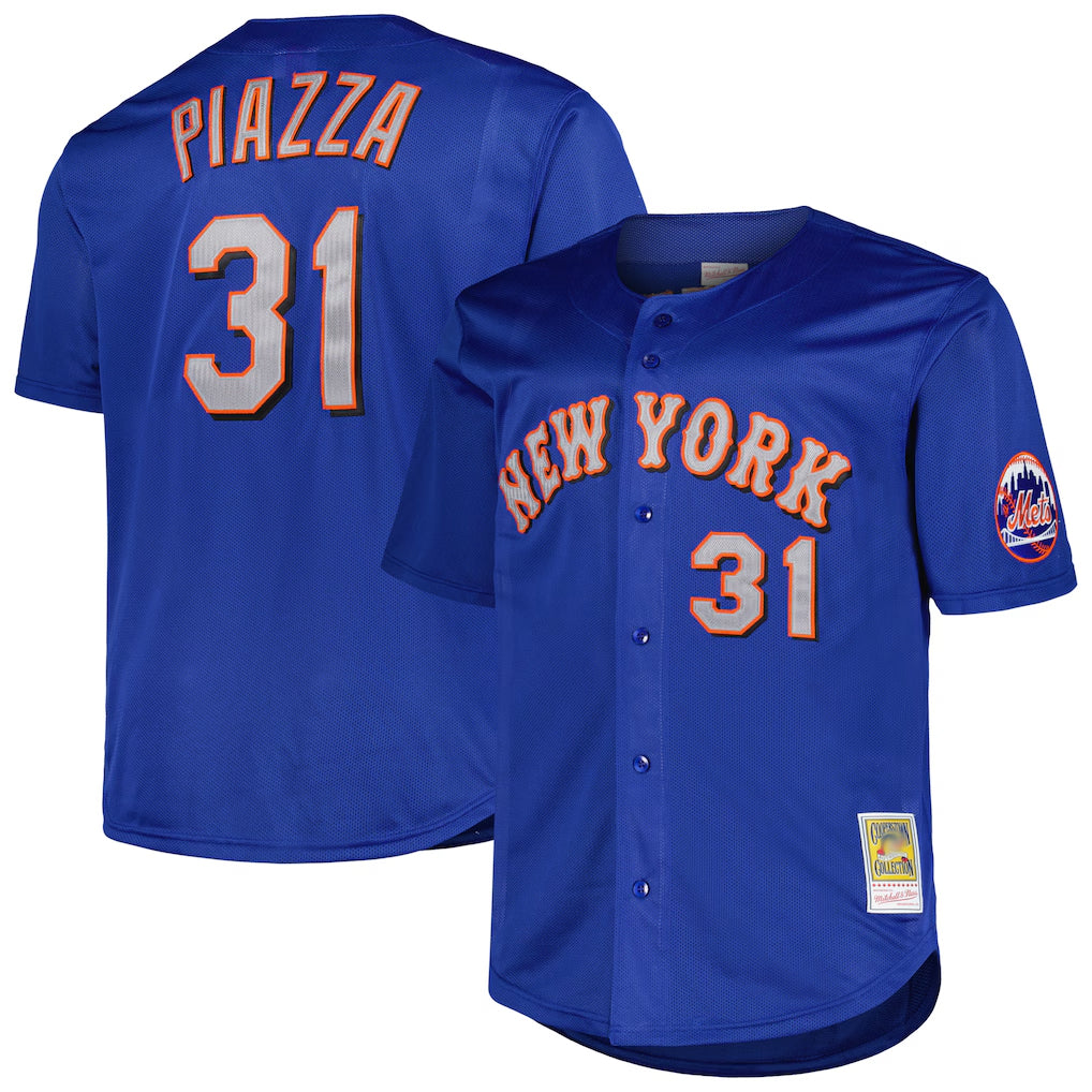 Trusc NY.Mets #31 Mike Piazza Player Royal Mitchell & Ness Cooperstown Collection Home Limited Stitched Jerseys