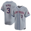 Trusc NY.Mets #3 Carson Benge Player Gray Road Limited Home Stitched Jerseys