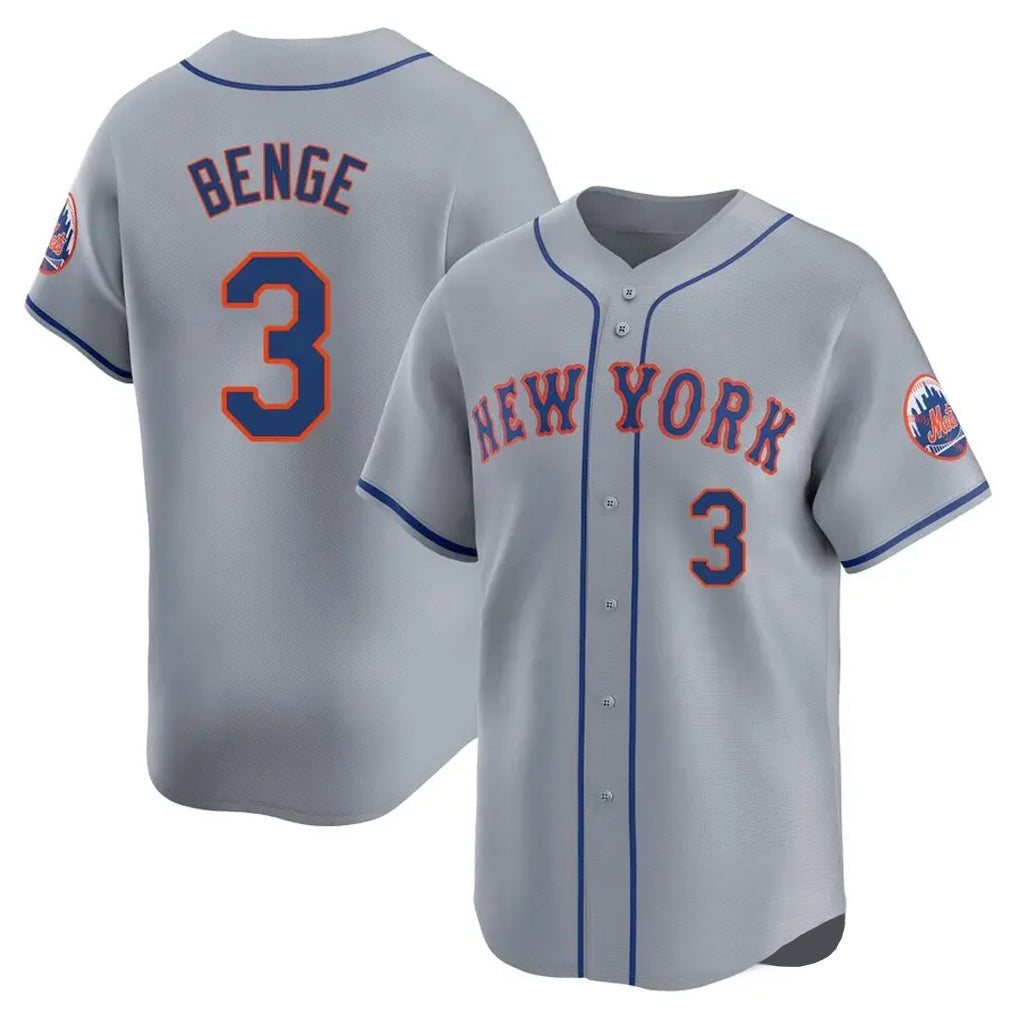 Trusc NY.Mets #3 Carson Benge Player Gray Road Limited Home Stitched Jerseys
