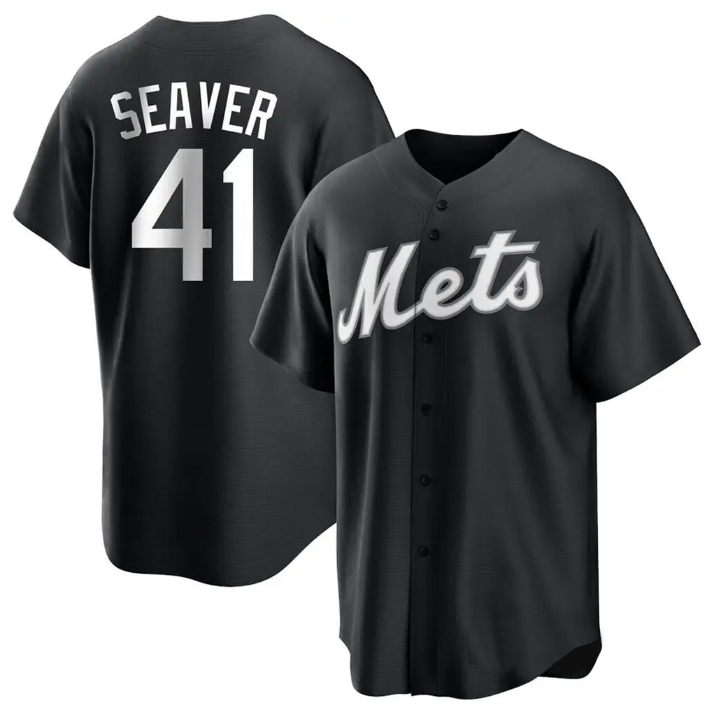 Trusc NY.Mets #41 Tom Seaver Player Black Home Game Stitched Jerseys